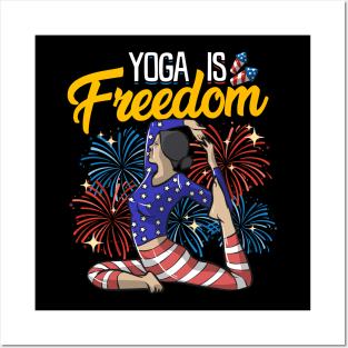 Yoga Is Freedom American Flag  Meditation Posters and Art